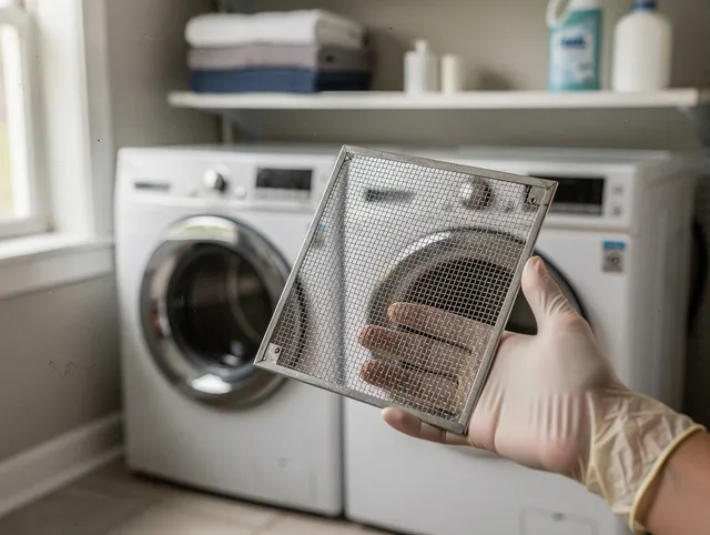 Kent Dryer Vent Cleaning specialist performing detailed lint trap cleaning service in Kent