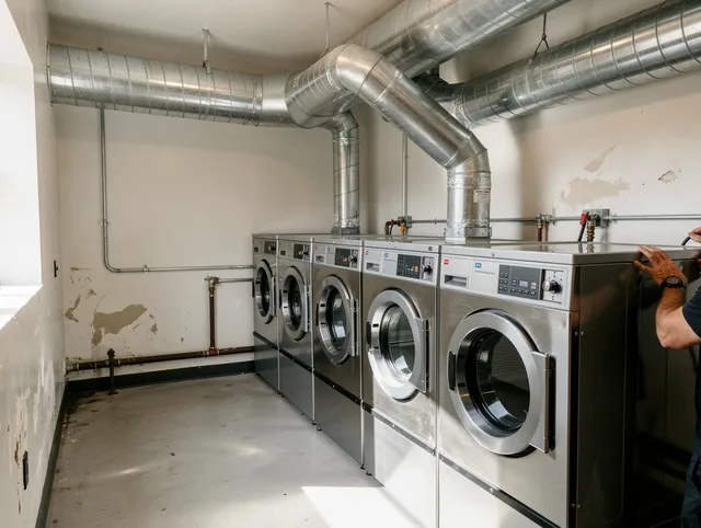Kent Dryer Vent Cleaning team performing large-scale commercial dryer vent cleaning in Kent