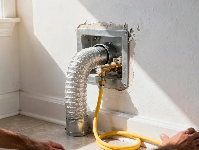 Kent Dryer Vent Cleaning certified technician performing specialized gas dryer vent cleaning in Kent